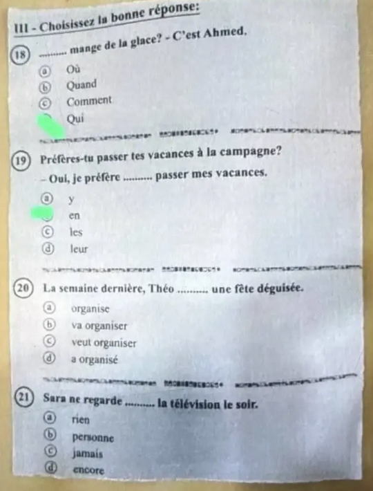 امتحان فرنساوي0
